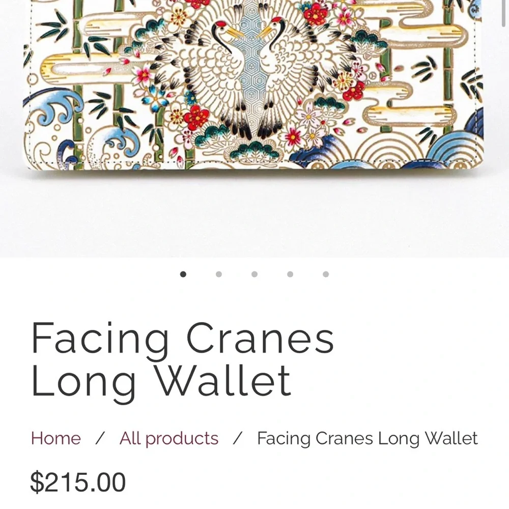 Facing Cranes Long Wallet by Bunkoya Oozeki NIB - Picture 6 of 7
